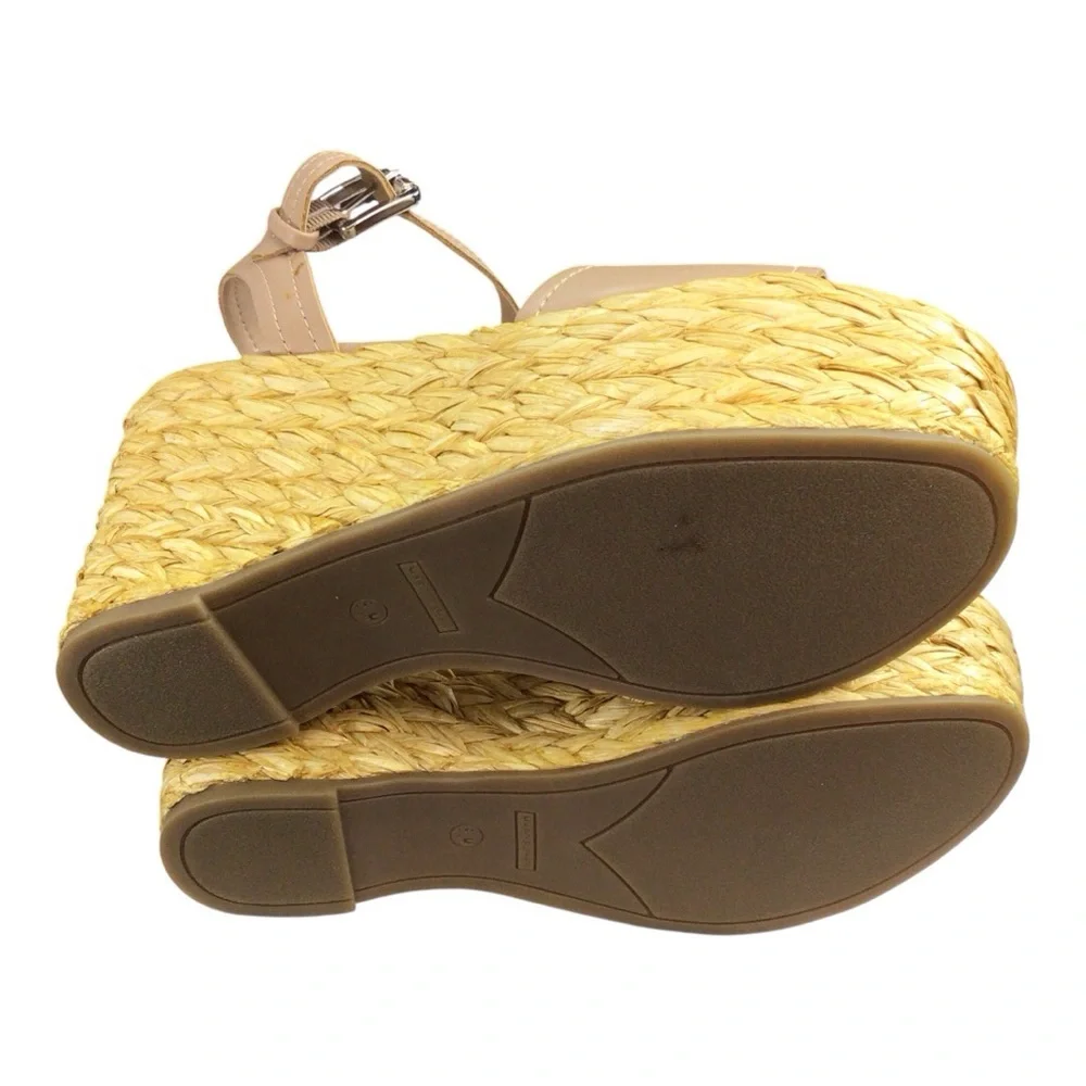 Marc Fisher Tan Wedge Sandals with Jute Platform NWT size 8.5